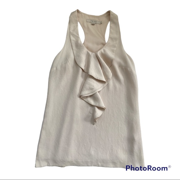 Reiss Ruffle Racerback Tank Top 8 - Picture 1 of 7